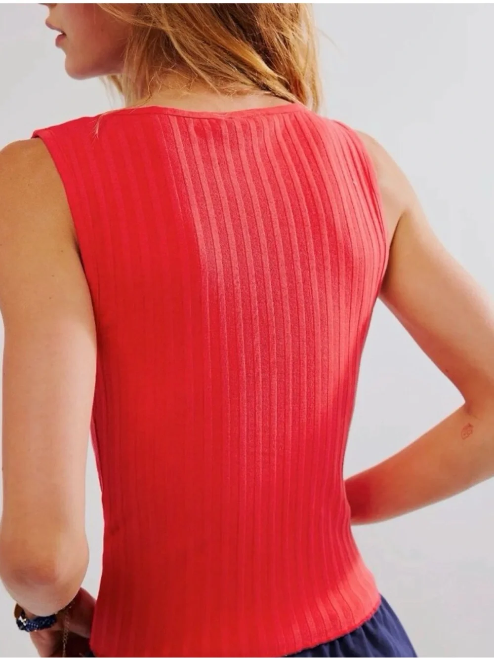 Free People Tilly Vest in Tomato Puree Color Size L